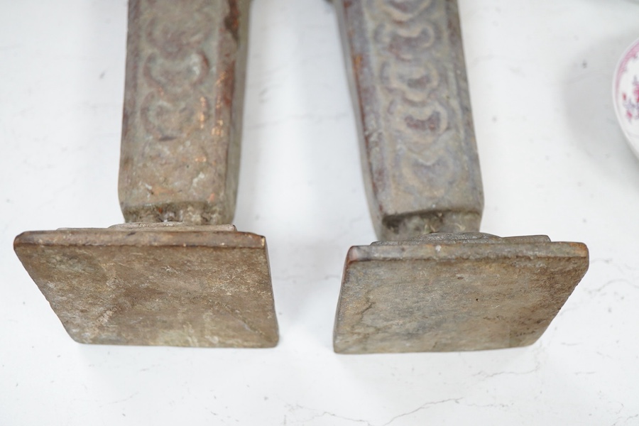 A pair of Egyptian style bronze figural mounts, 50cm